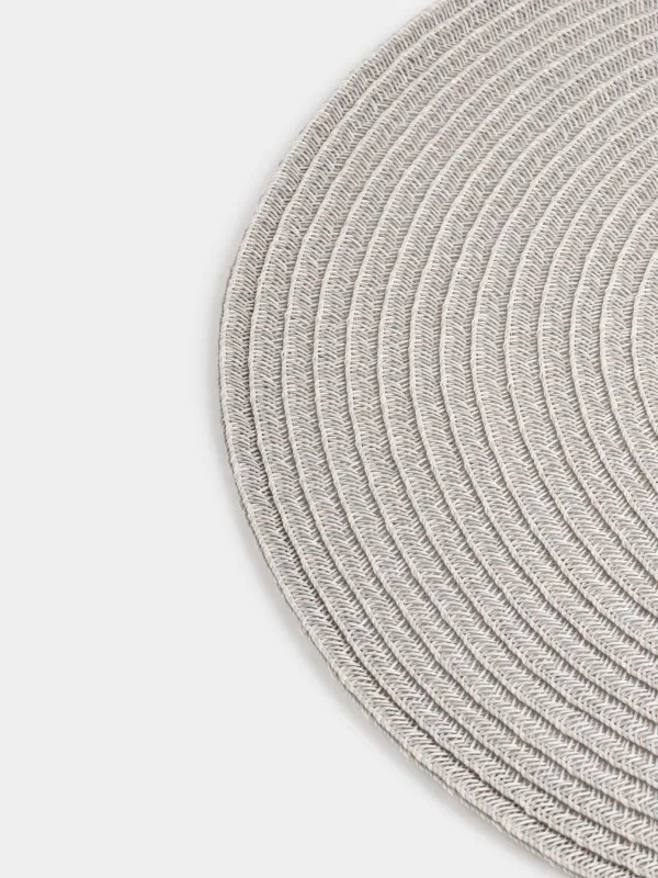 Placemat, 38 cm, polypropylene/PET, Round, Light grey, Basic, image-3