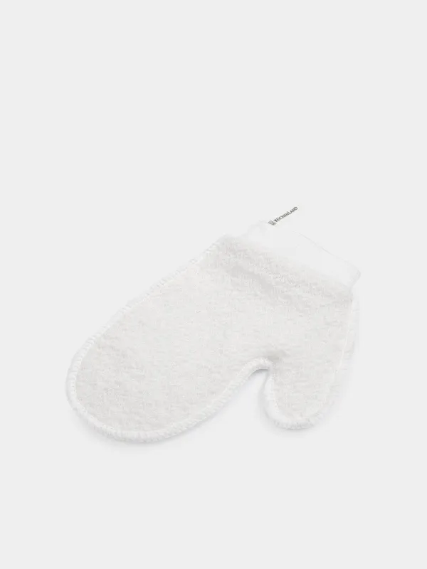 Body wash mitt, 21x17 cm, exfoliating, polyester/nylon, white, Unique spa, image-1