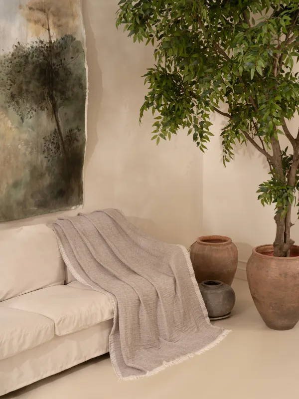 Plaid, 130x170 cm, fringed, Chenille, grey, Chenill, image-1