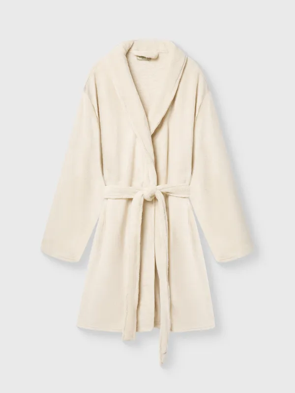 Bathrobe for women, homewear, size S/M, with long sleeves, fleece, milk, Letisha, image-7