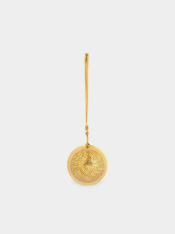 Tea strainer, 17 cm, steel, golden, Ball, Delight color, image-0