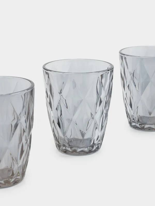 Glass, 10 cm, 270 ml, 6 pcs, glass R, gray, Rhomb color, image-2