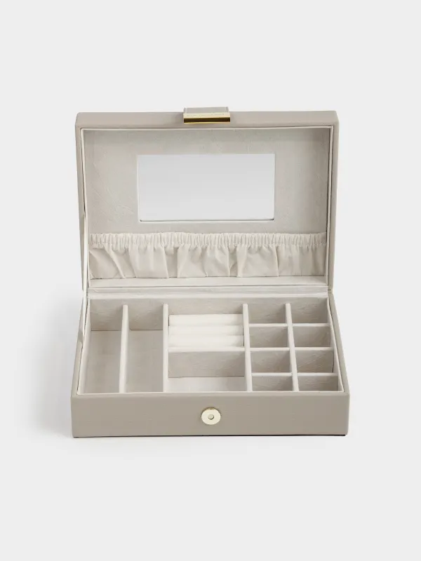 Jewelry box, 20x15 cm, with mirror, wood/PU leather, beige, Premiere one, image-2