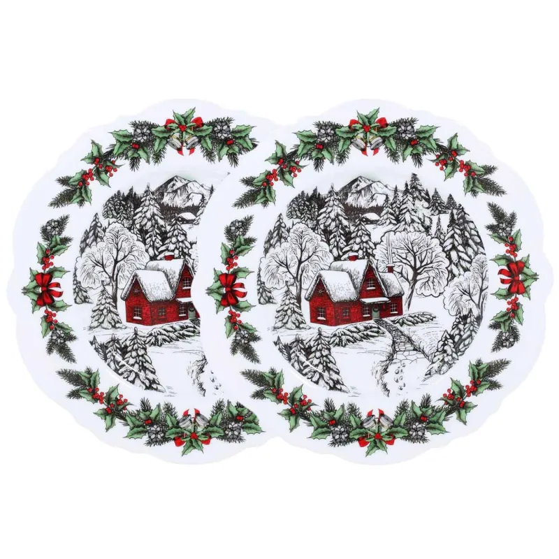 Dessert plate, 20 cm, 2 pcs, porcelain N, white, House in the forest, Forest house
