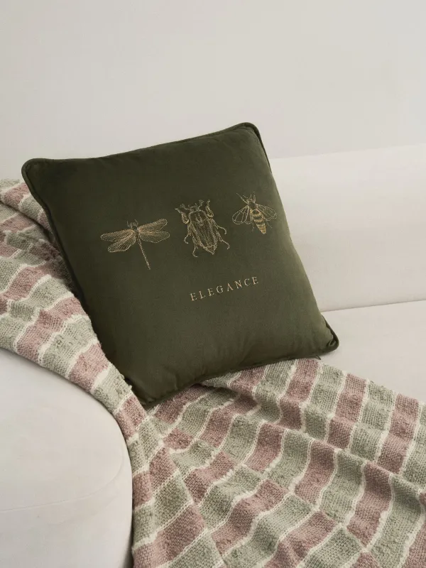 Decorative pillow, 45x45 cm, velvet, green, Bugs, Bugs, image-8