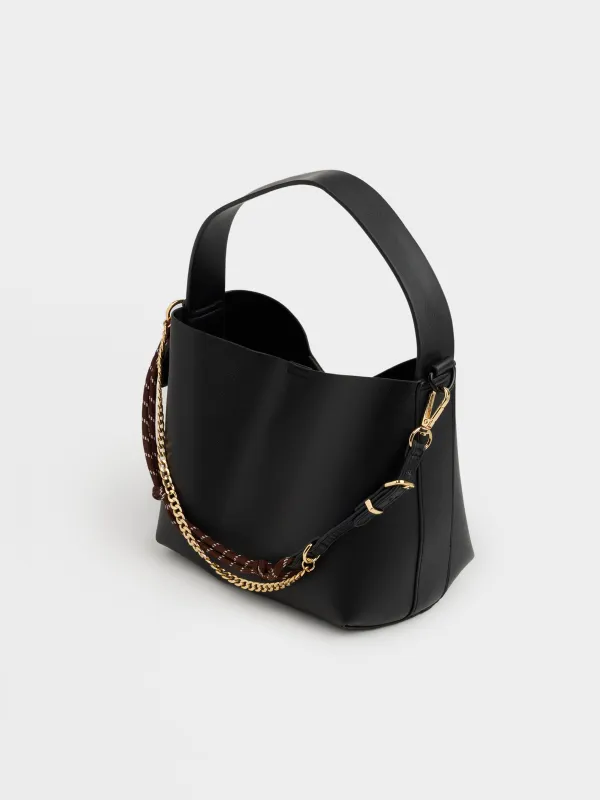 Keychain, 35 cm, metal / polyurethane / polyester, brown-black, Knot, image-3