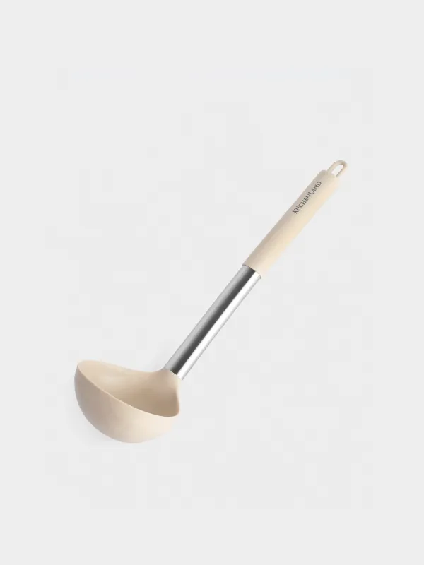 Ladle, 31 cm, silicone / steel, grey-beige, Metallic, image-2