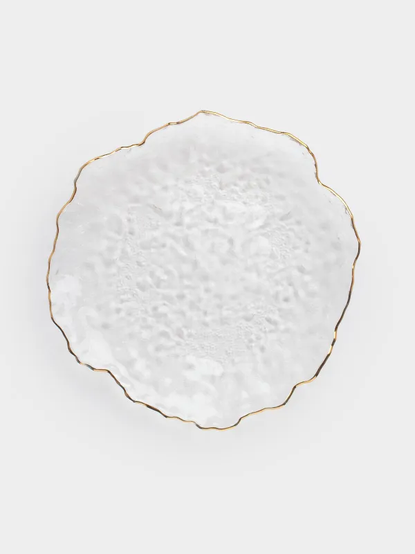 Dish, 26 cm, glass, with golden edging, Nautilus gold, image-1