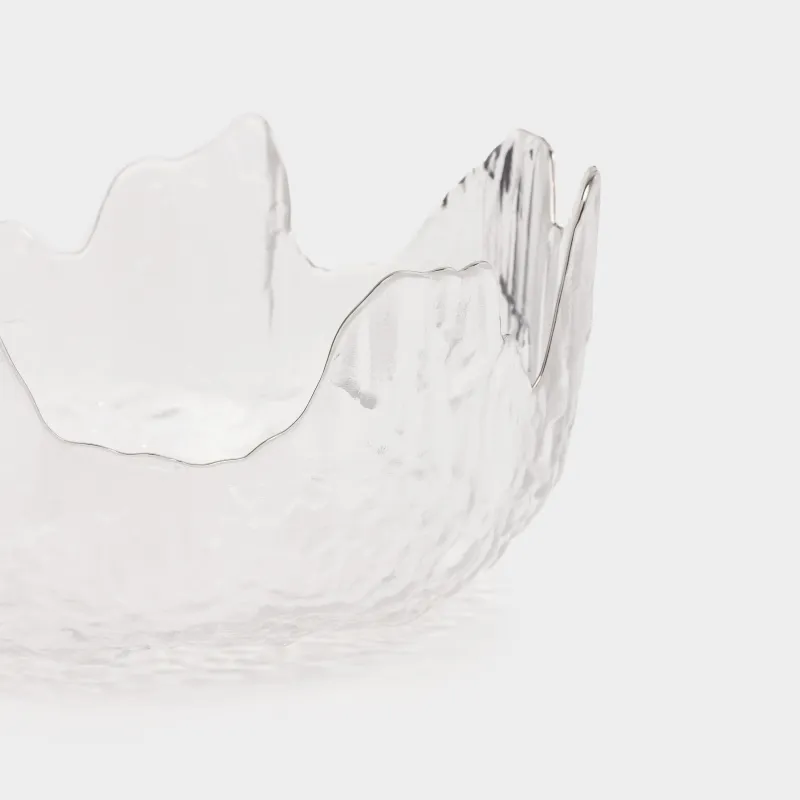 Salad bowl, 20x9 cm, 1,1 l, glass, with silver edging, Nautilus silver, image-2