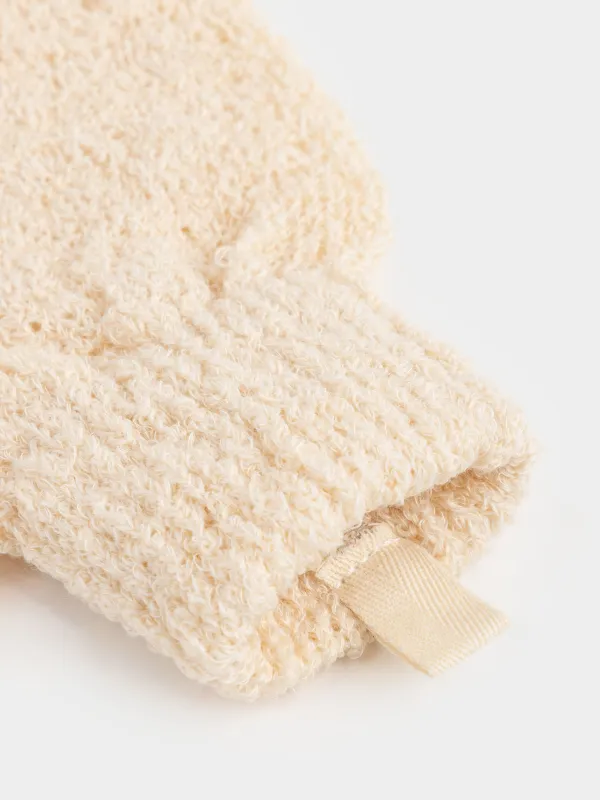 Body wash glove, 21 cm, 2 pcs, exfoliating, polyester/nylon, beige, Unique spa, image-3