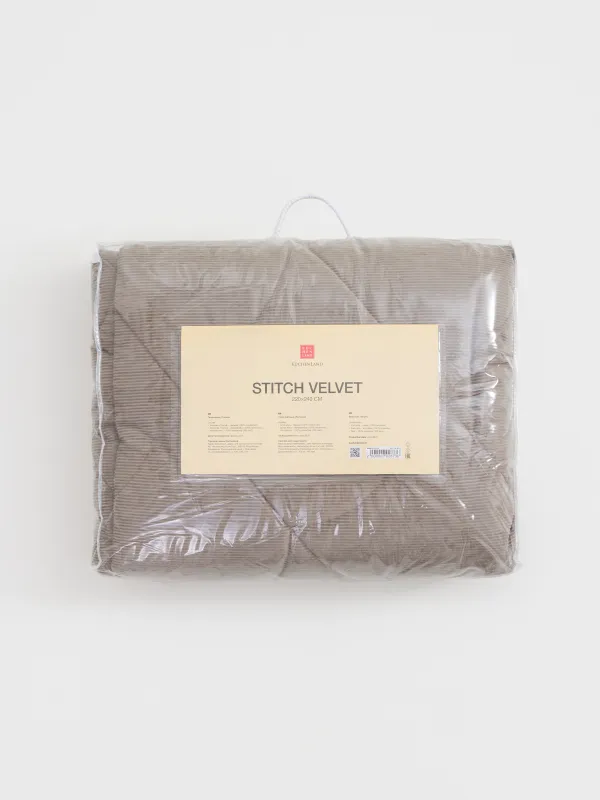Bedspread, 220x240 cm, quilted velvet/microfiber, sand, Stripes, Stitch velvet, image-6