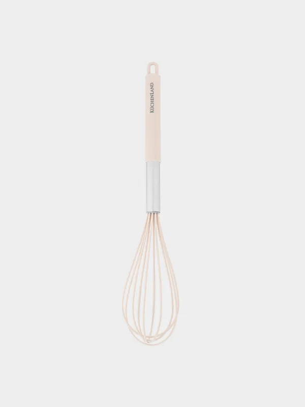 Whisk, 34 cm, silicone / steel, gray-beige, Metallic, image-0