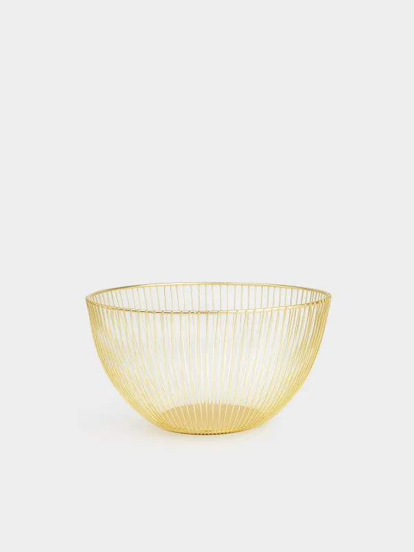 Fruit basket, 25 cm, metal, golden, Twist gold, image-0