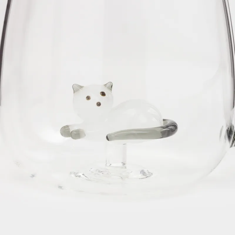 Mug, 400 ml, glass B, grey handle, Cat, Shape, image-4