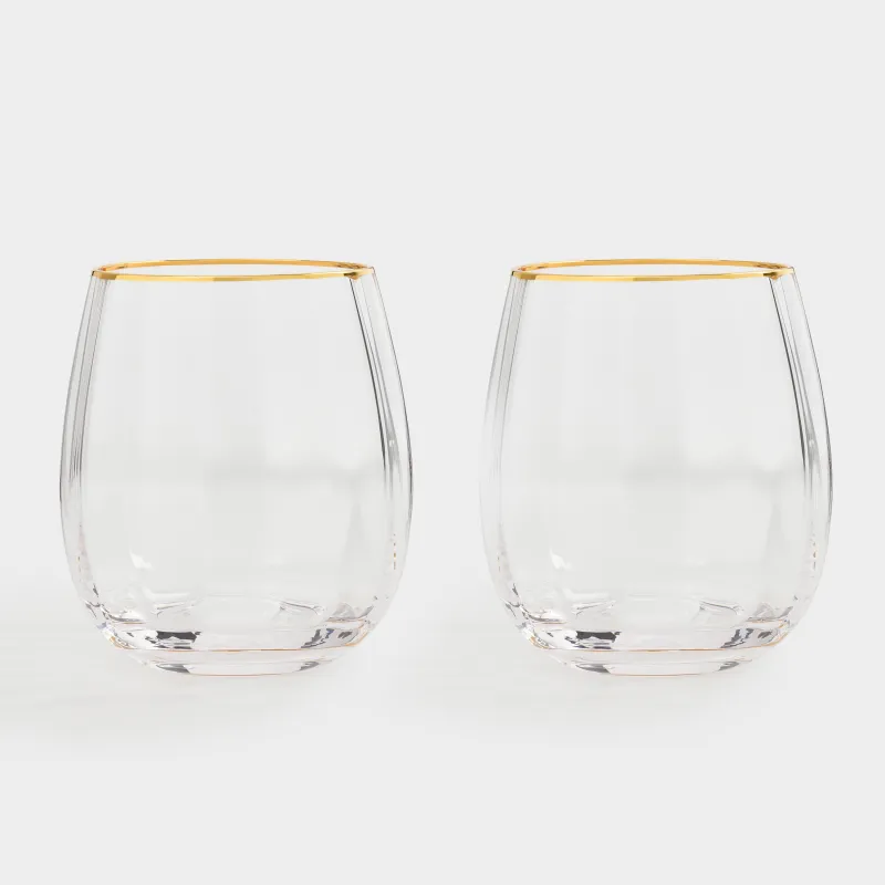 Glass, 10 cm, 450 ml, 2 pcs, glass R, with golden edging, Filo R gold