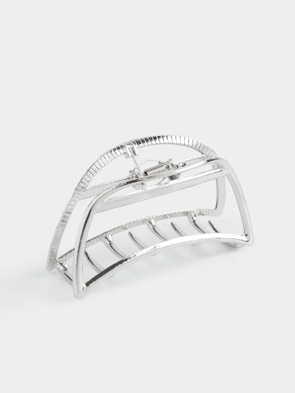 Hair clip, 7 cm, metal, silver, Crab, Fantastic, image-1