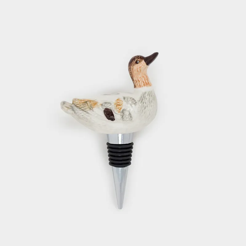 Bottle stopper, 12 cm, metal / ceramic, Duck, Duck