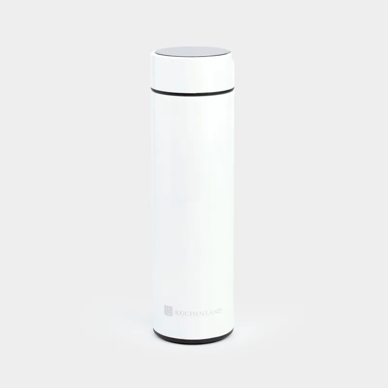 Thermos flask, 500 ml, with thermometer, steel / plastic, white, Celsius