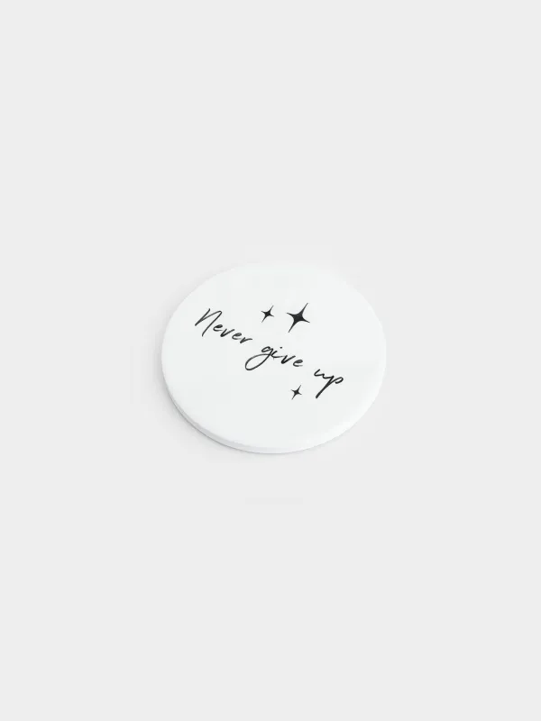 Coaster, 11 cm, ceramic / cork, round, White, Scroll, image-1