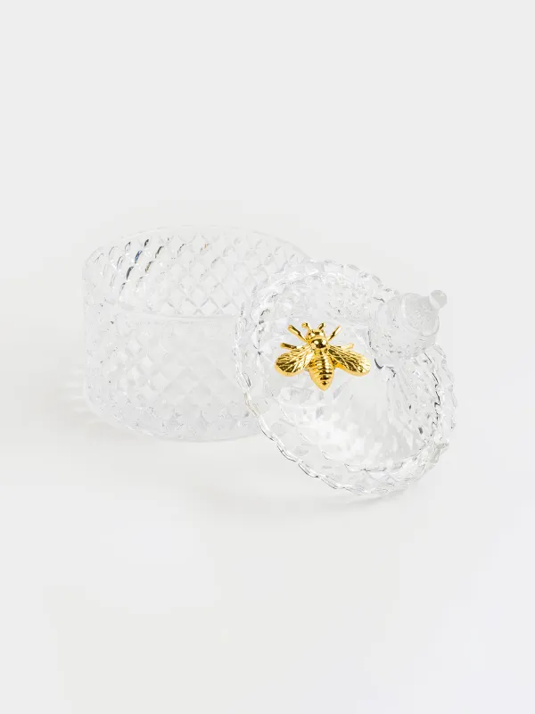 Storage container, 13x11 cm, 320 ml, steclo R / metal, Bee, Honey, image-3