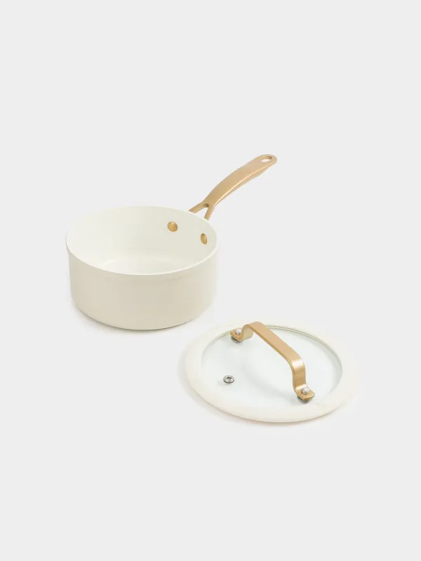 Saucepan, 16 cm, 1.3 l, with lid, coated, aluminum, milky, Piatto gold, image-5