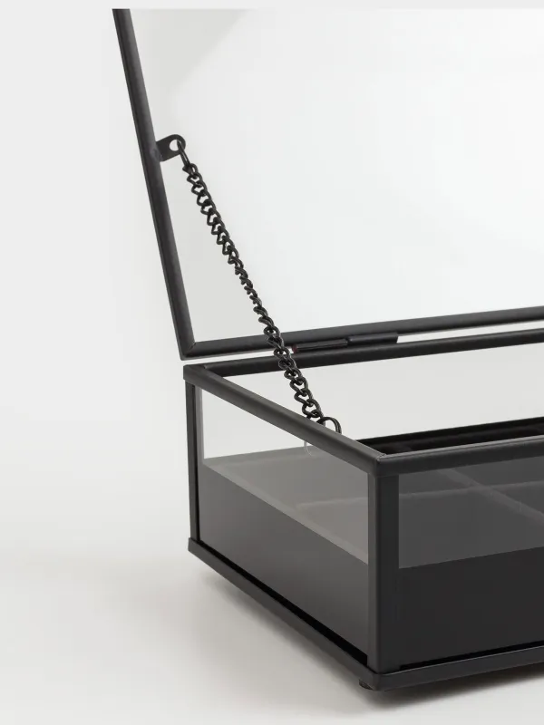Jewelry box, 21x13 cm, glass / metal, black, Collection, image-3