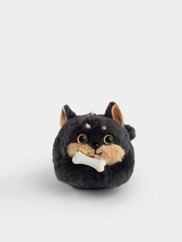 Keychain, 8 cm, Soft, wind-up, polyester / plastic, grey, Dog with bone, Dog, image-2