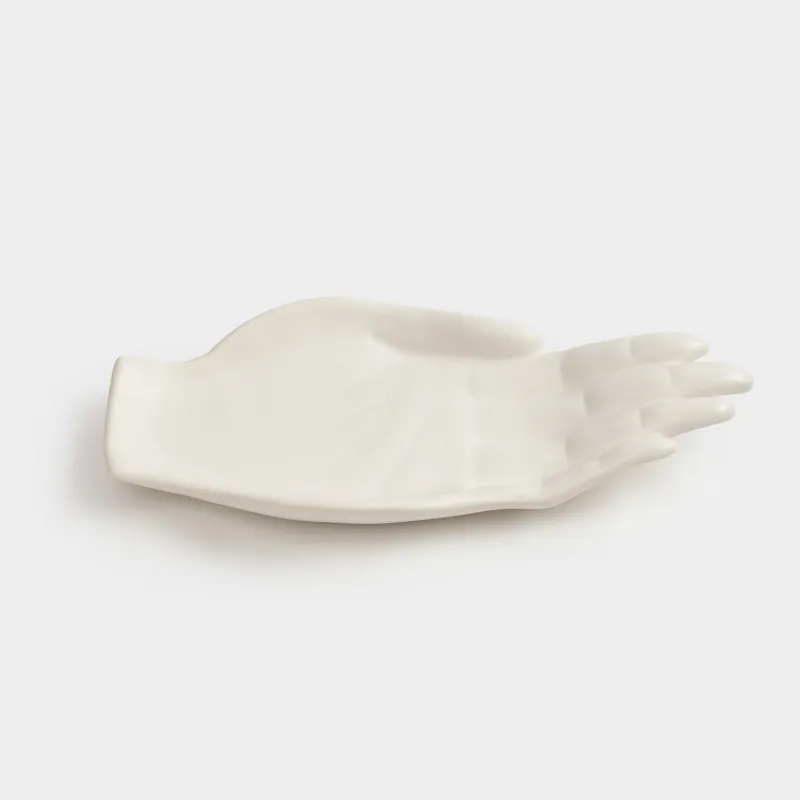 Decorative dish, 24x11 cm, ceramic, white, Palm, Hand, image-5