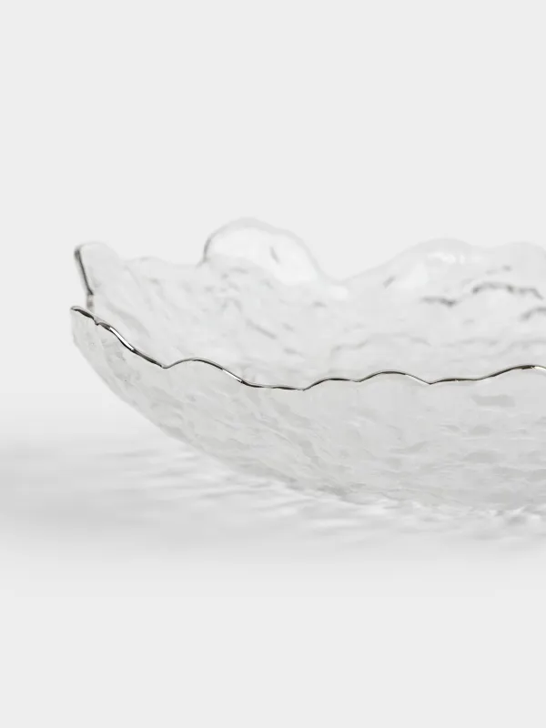Dish, 25 cm, glass, with silver edging, Nautilus silver, image-4