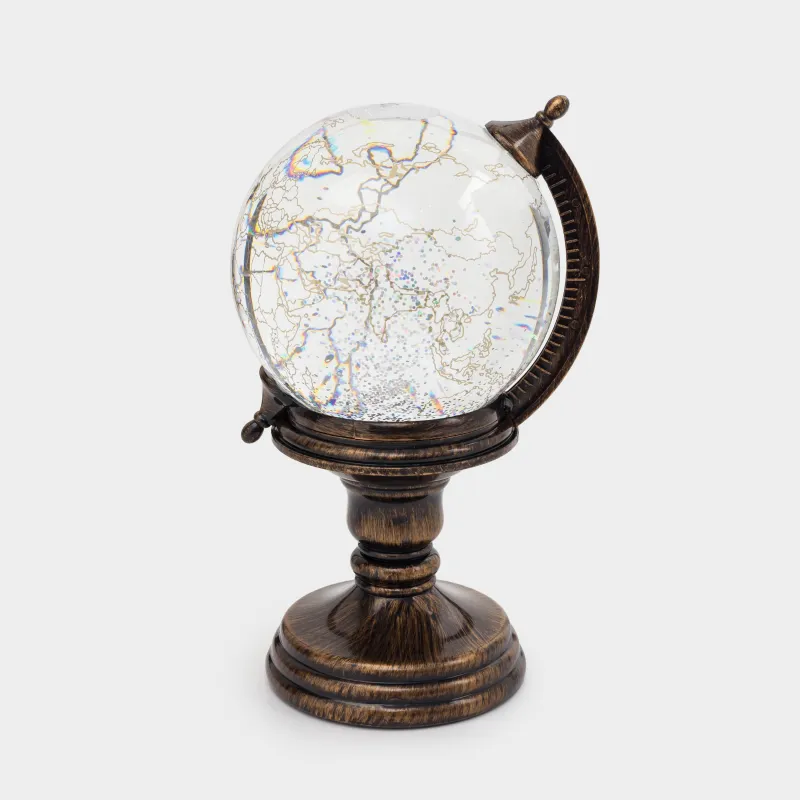 Snow lantern, 19 cm, illuminated, plastic, bronze, Globe, Bronze style, image-0