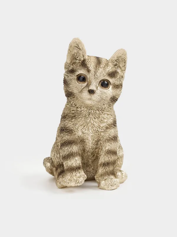 Statuette, 11 cm, polyresin, Champagne, Kitten sitting, Cat, image-0