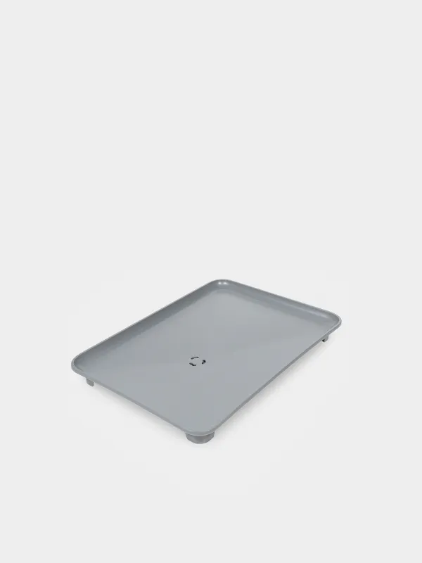 Dish rack, 43x31 cm, with tray, with drain, metal / plastic, light grey, Keepin, image-2