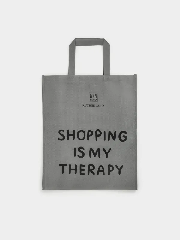 Shopping bag, 55x45 cm, polypropylene, grey, Design, Shopping font, image-0