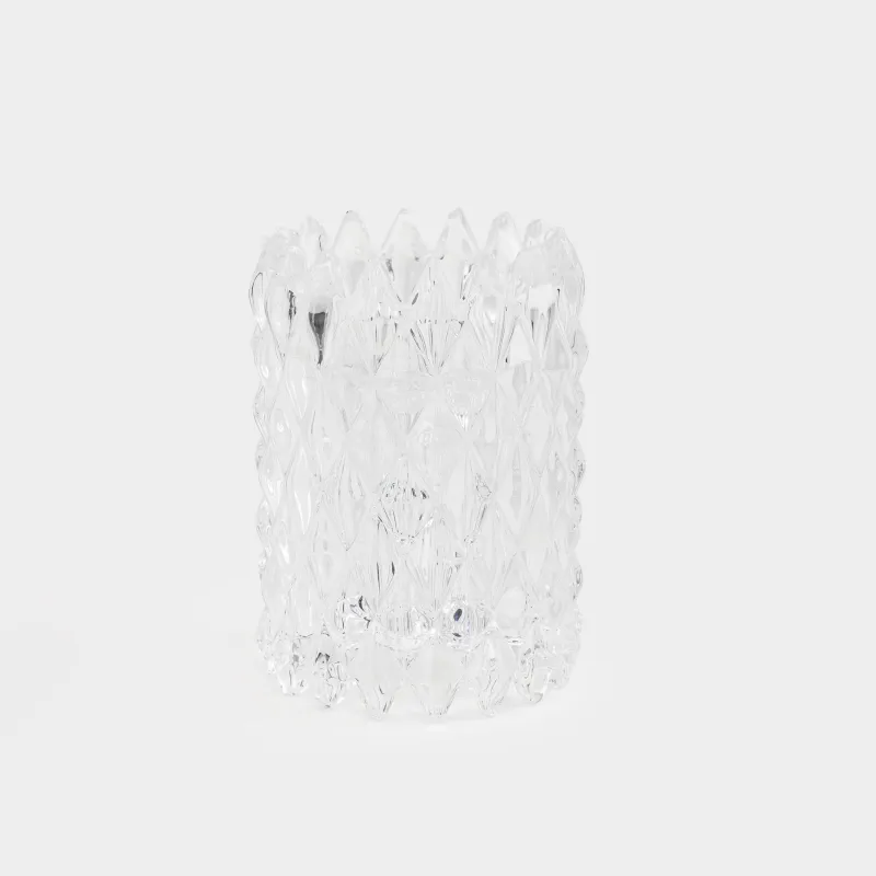 Candlestick, 8 cm, double-sided, for tea or Candle, thins, glass R, Rhomb