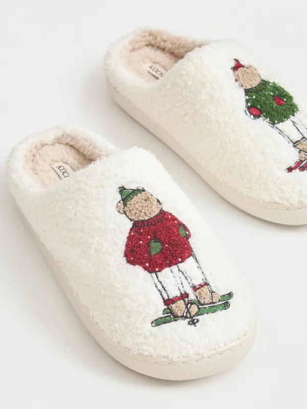 Women's slippers, homewear, size 36-37, artificial fur, milky, Bears, Needed, image-3