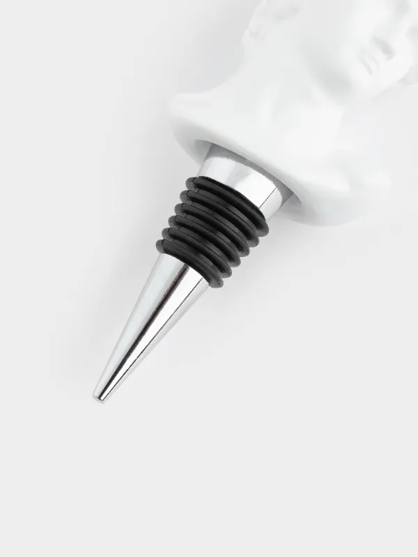Bottle stopper, 12 cm, metal / ceramic, white, David, Apollo, image-2