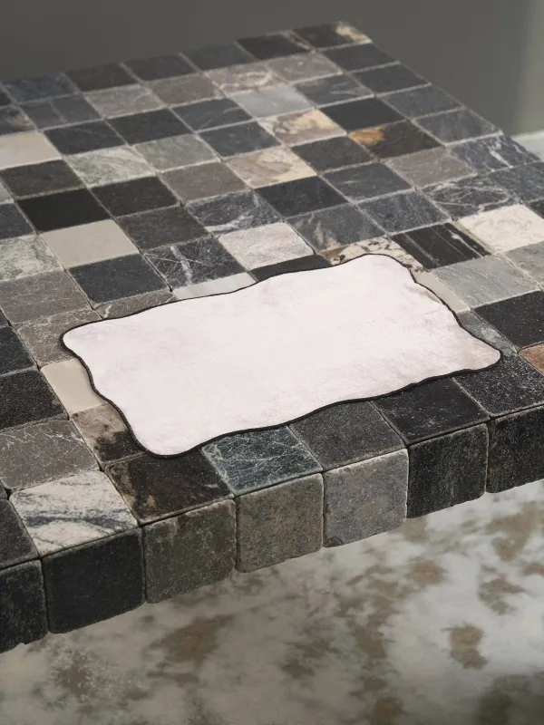 Placemat, 30x45 cm, chenille, curly, milky, Black edging, Chenill framed, image-6