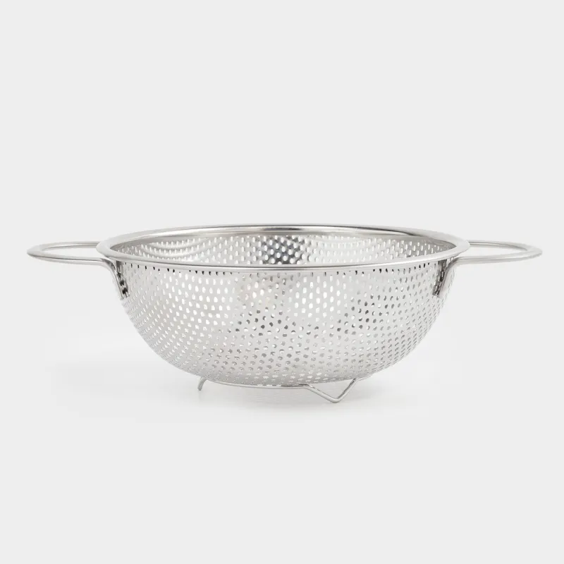 Colander, 25 cm, with two handles, steel / silicone, beige, Sieve