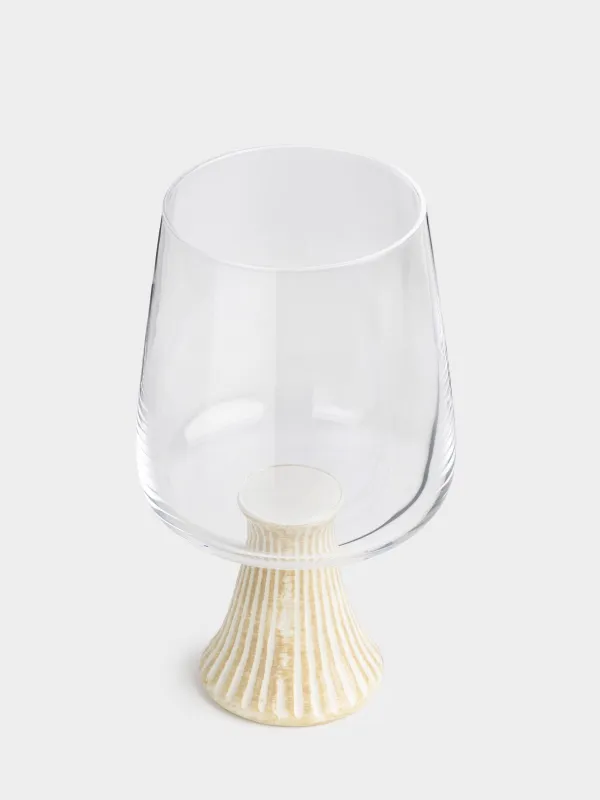 Drinking glass, 390 ml, glass / ceramic, milk leg, Aesthetic, image-1