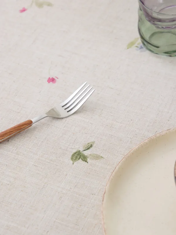 Tablecloth, 160x160 cm, polyester / linen, beige, Flowers, Colorful flowers, image-2