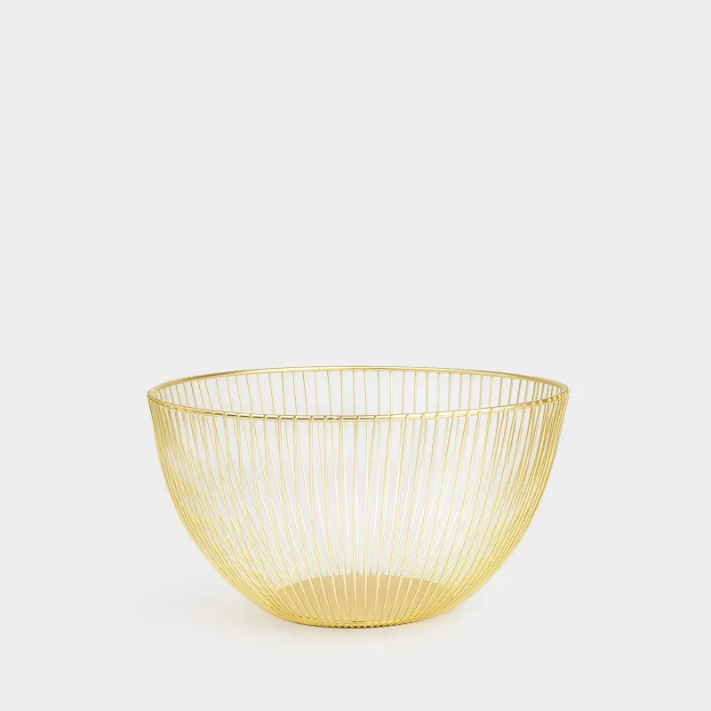 Fruit basket, 25 cm, metal, golden, Twist gold