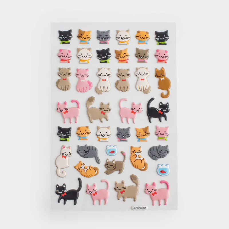 Sticker set, 19x10 cm, 40 pcs, disposable, PVC, Cats, Cat