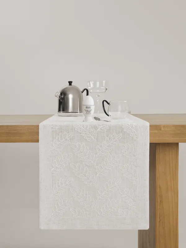 Table runner, 40x160 cm, polyester, milky, Leaves, Fall foliage, image-6