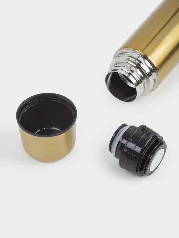 Set for drinks, 2 persons, 3 items, travel, thermos 750 ml, steel / plastic, golden, Classic gold, image-4