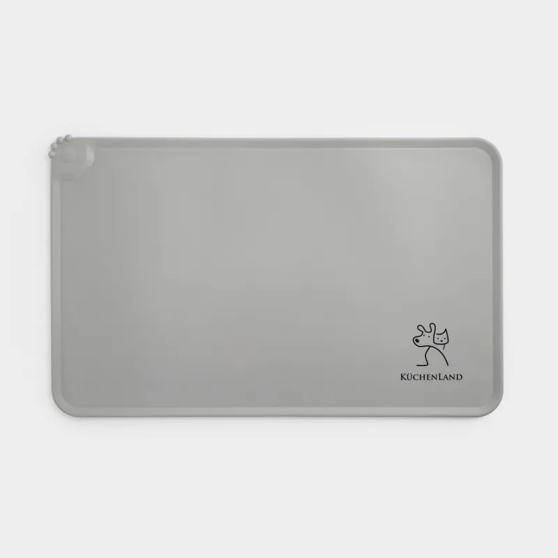 Pet bowl mat, 48x30 cm, silicone, grey-beige, Favorite pet