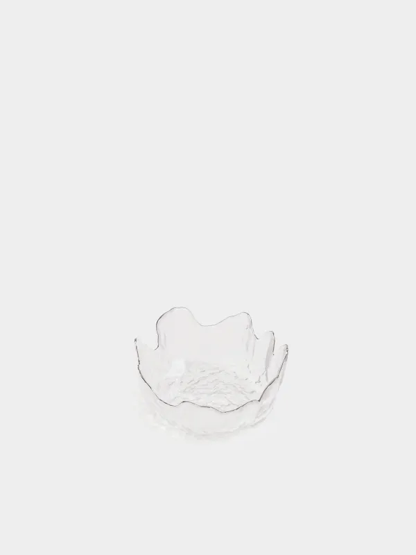 Bowl, 13x6 cm, glass, with silver edging, Nautilus silver, image-1