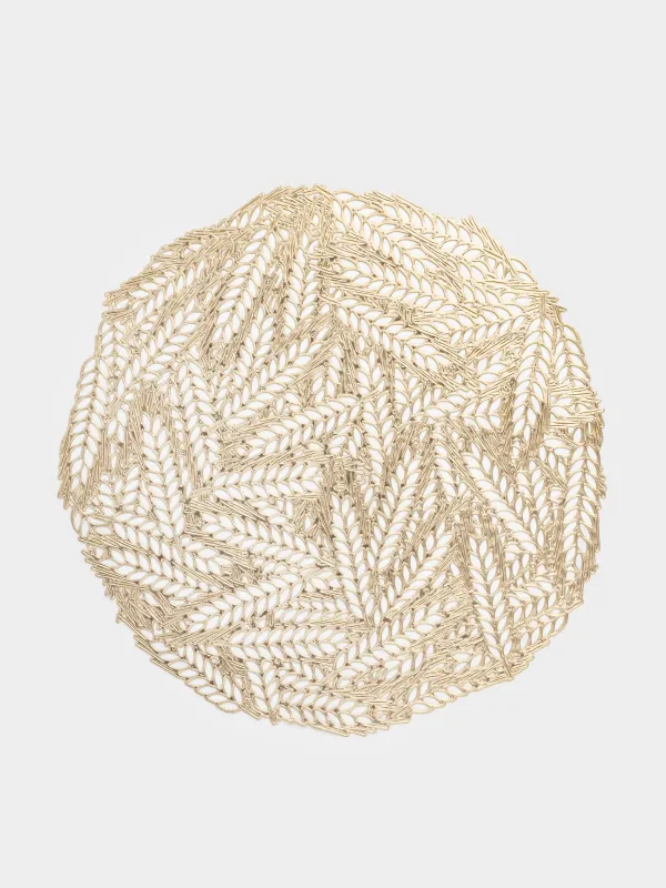 Placemat, 38 cm, PVC, round, golden, Ears of corn, Azhur Grid, image-0