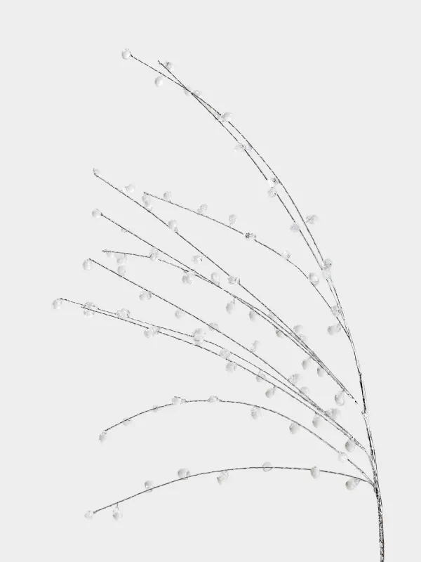 Decorative branch, 80 cm, acrylic / metal, Silver branch with crystals, Crystal decor, image-1