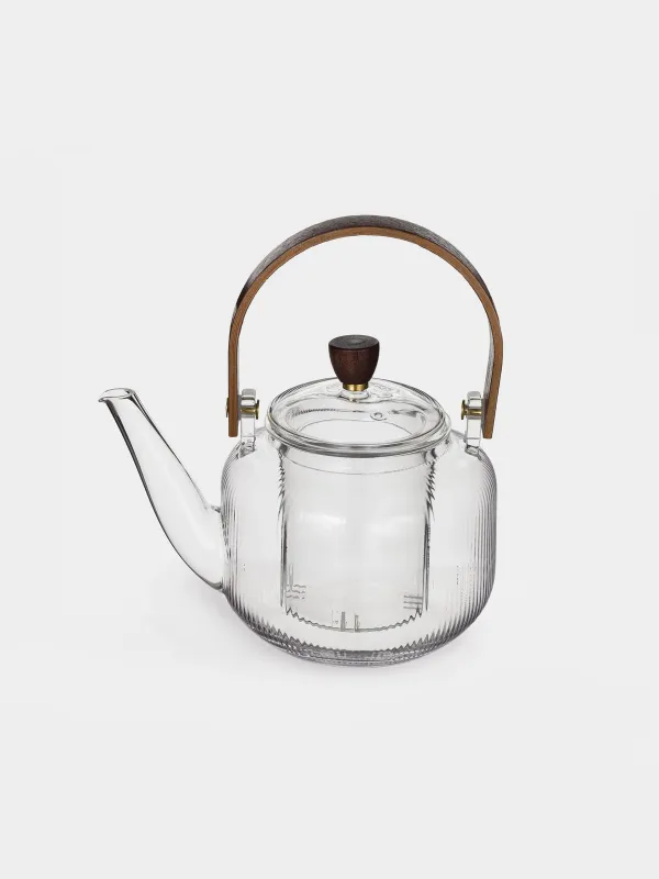 Teapot, 700 ml, glass B / wood, Ribby, image-0