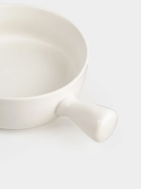 Baking dish, 15 cm, with handle, round, ceramic, white, Light kitchen, image-2